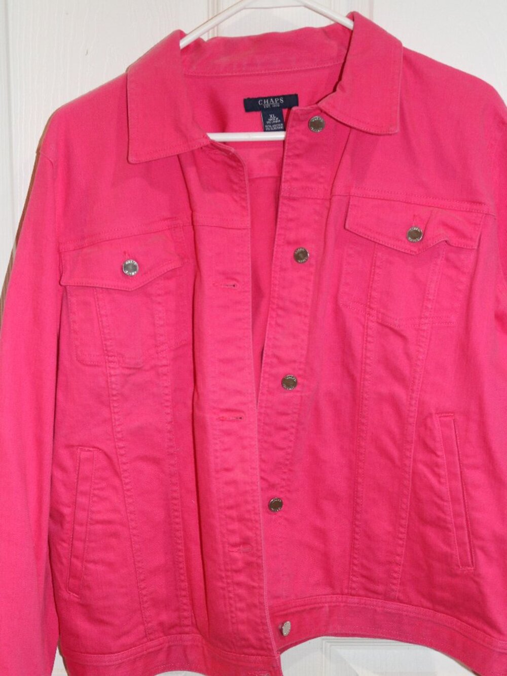 Women's Chaps pink denim jacket. New. XL.